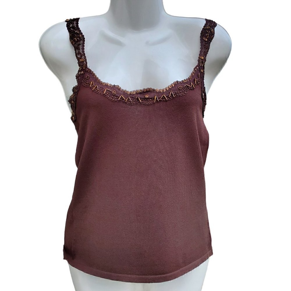 ALBERTO MAKALI EMBROIDERED TRIM TANK